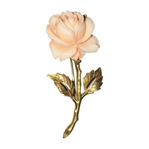 Vintage Gold and Cream Rose Brooch